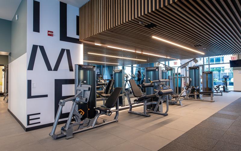 a gym with exercise equipment