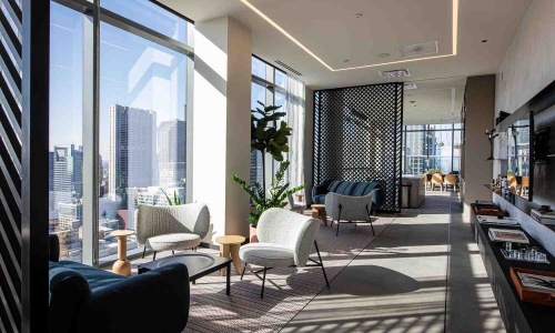 luxury apartments with spa lounge steam room wellness Downtown Chicago river views