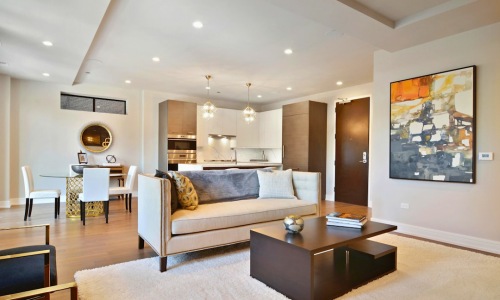 modern furnished chicago apartment living room - furnished apartments chicago il
